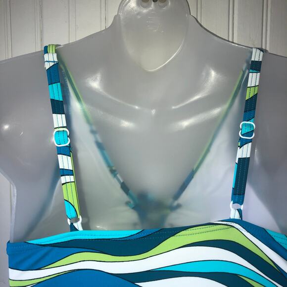 MICHAEL KORS Retail $180 Blue Swirl Lace Up Longline 2 Piece Bikini Size Small - Picture 5 of 6